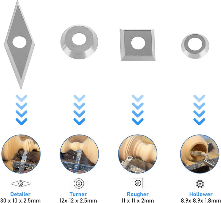 Drechselwerkzeuge,Drehmeissel Set 16 Stück,Wendeplatten Hartmetall,Diamantkopf Drechselwerkzeuge, Dr