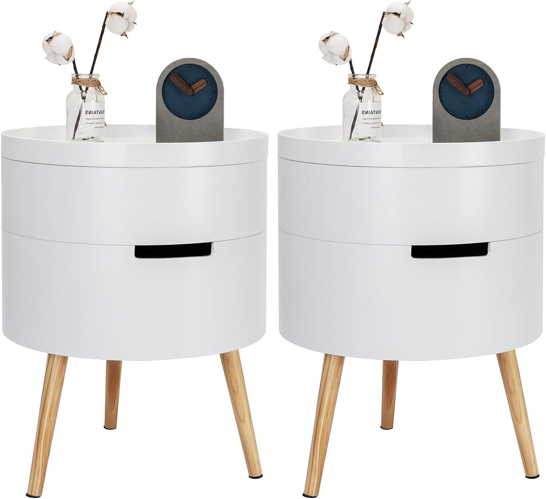 WOLTU Nachttisch 2er Set Nachtkommode Nachtschrank Beistelltisch Sofatisch, mit Stauraum, mit Beinen
