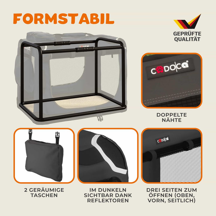 CADOCA® Hundebox faltbar Transportbox L 70x52x50cm robust atmungsaktiv Transporttasche Auto Rückbank