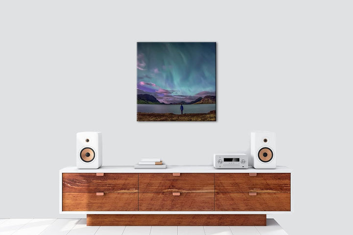 deyoli mystische Nordlichter am Abendhimmel Format: 60x60 als Leinwandbild, Motiv fertig gerahmt auf