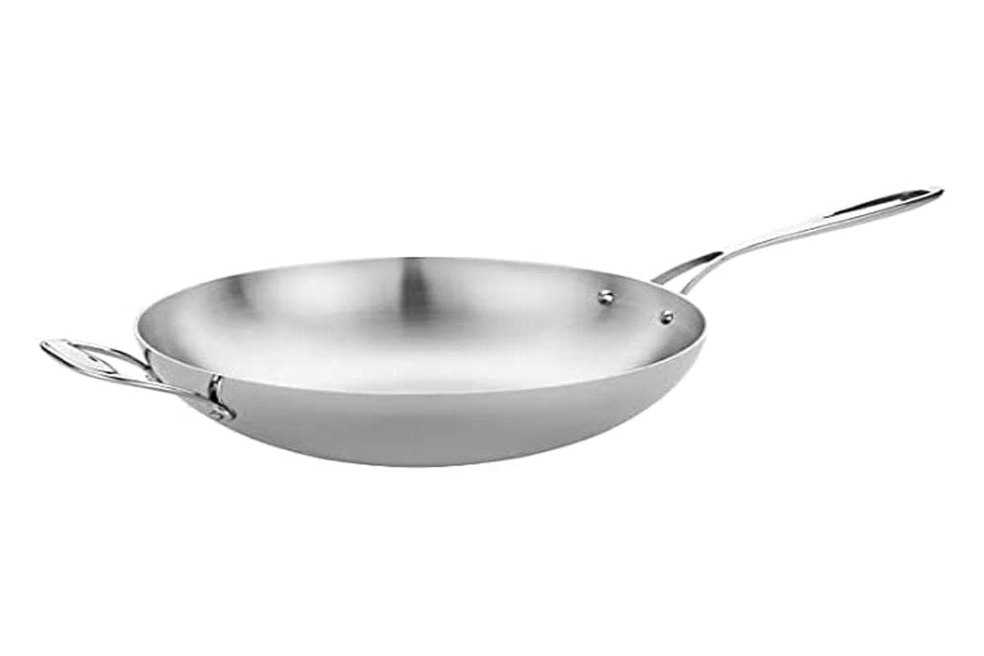 Vogue Wok Y261, dreilagige Wandkonstruktion, ebener Boden, 30,5 cm, Edelstahl, für Küche, zum Kochen