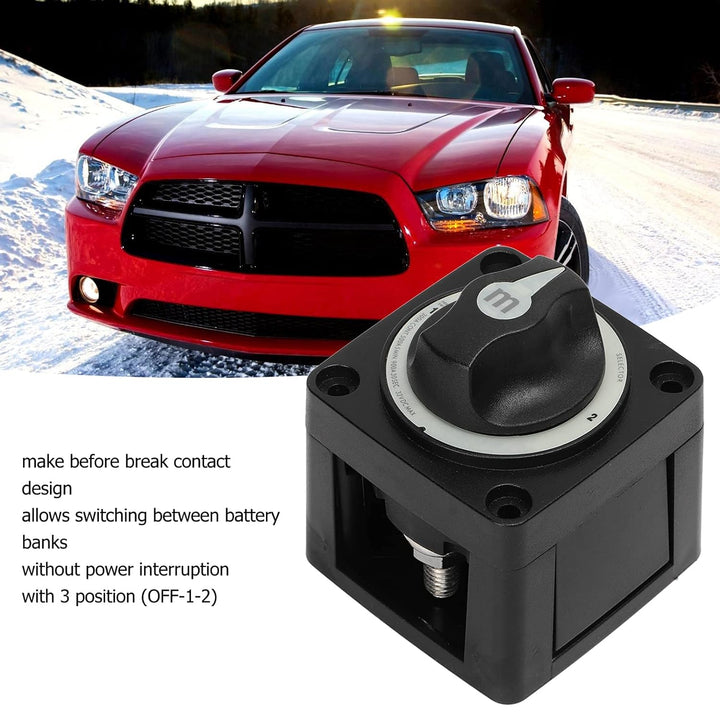 Aramox Batterieschalter, 300 A Batterie-Wahlschalter, Robuster 3-Positionen-Marine-Batterie-Trennsch