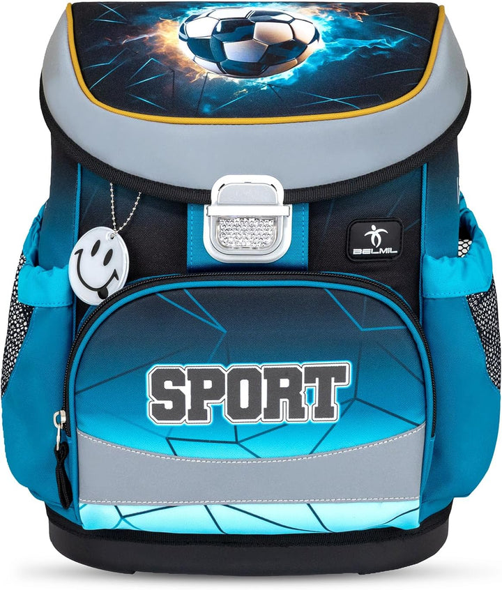 Belmil Mini-Fit Schulranzen Set 4 -teilig (405-33/AG/S) (Fire Footbal), Fire Footbal