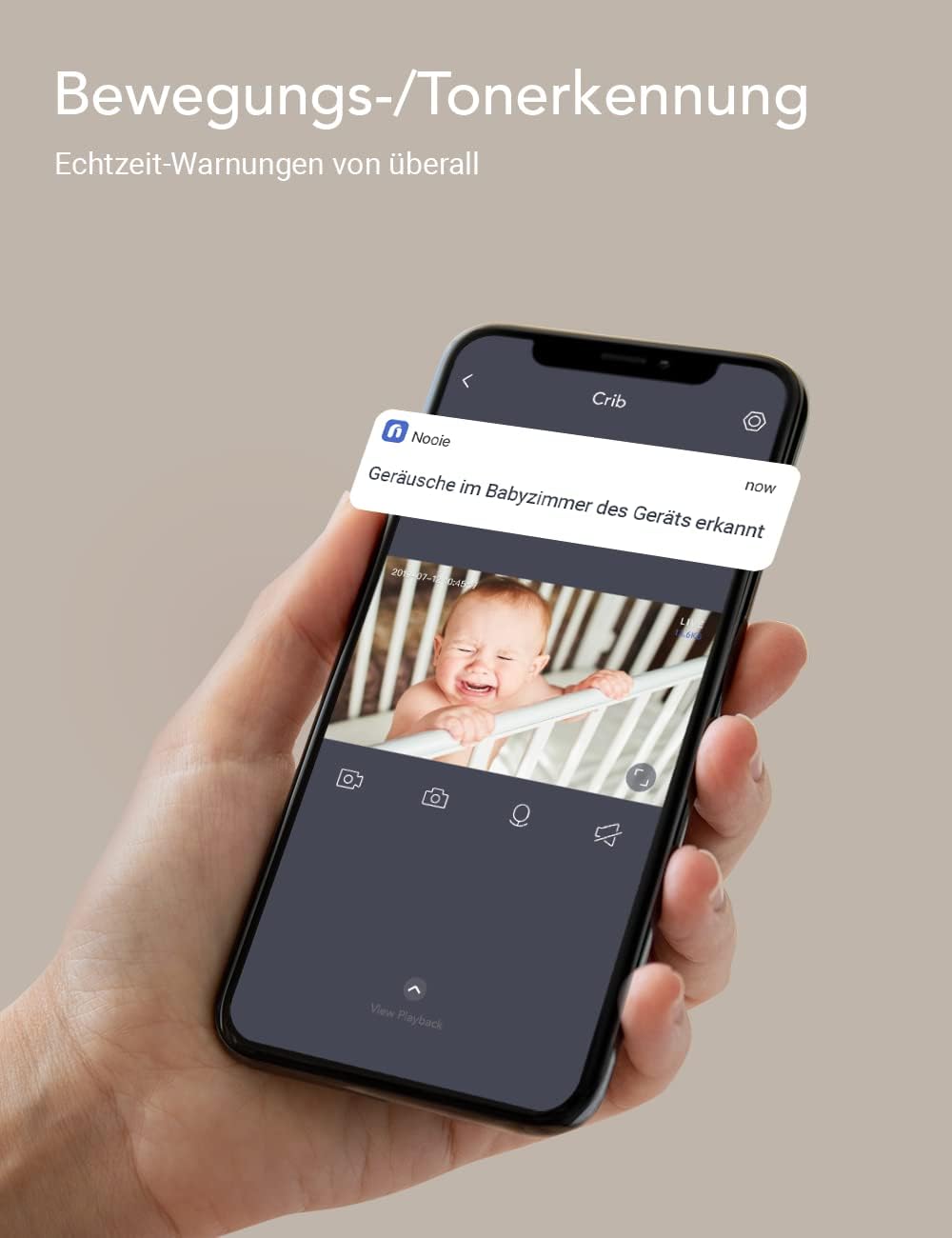 nooie Babyphone mit Kamera 2K, 360° Babyphone WLAN Überwachungskamera innen, Hundekamera mit App, Be