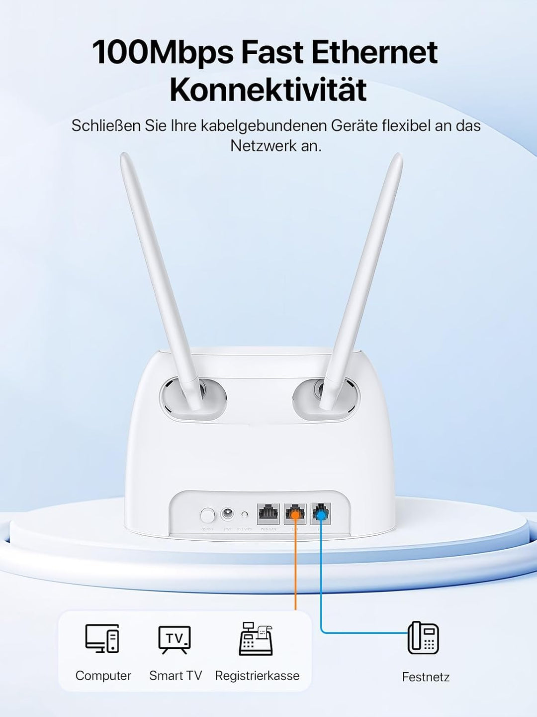 Tenda 4G06 4G VoLTE WLAN Router für SIM Karten (150 Mbit/s im Download, 50 Mbit/s im Upload, 300 Mbi