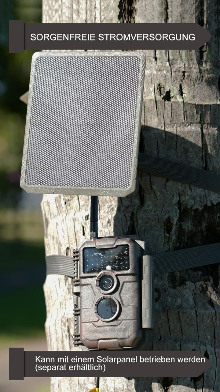 GardePro E6P Max Wildkamera WLAN, Wiederaufladbare 8000mAh Batterie, integrierte SD Karte, 64MP 1296