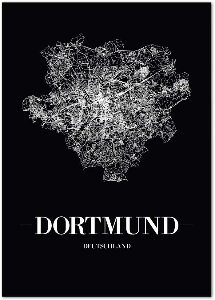 JUNIWORDS Stadtposter, Dortmund, Wähle eine Grösse, 60 x 90 cm, Poster, Schrift A, Schwarz 60 x 90 c