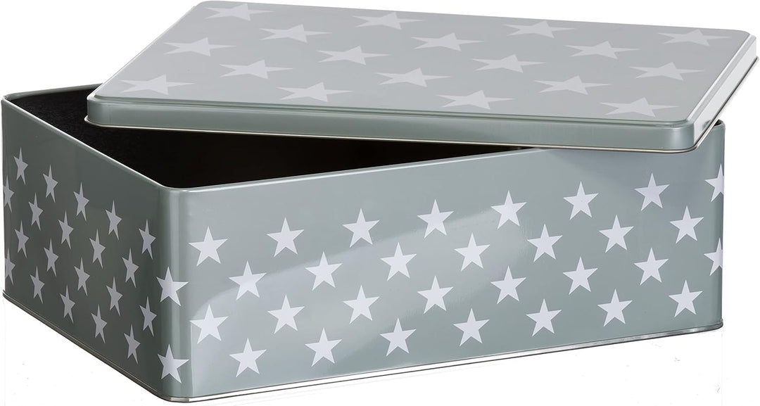 Brandsseller 5er Set Keksdose rechteckig Weihnachtsdose Plätzchendose Gebäckdose Metall Sterne 5er S