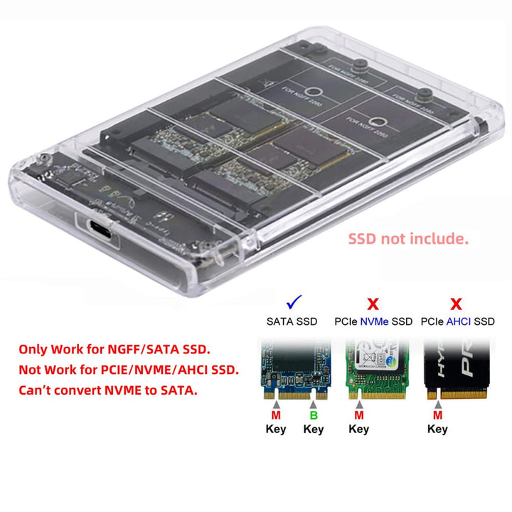 cablecc Dual NGFF B+M-Key M.2 SSD Karte JBOD Raid0 Span Bridge auf USB3.0 Typ-C USB-C 2.5inch SATA C