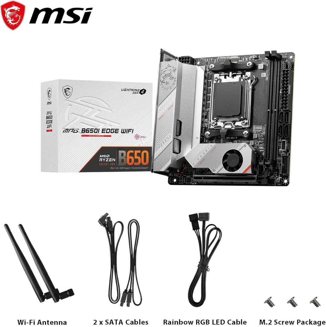 MSI MPG B650I Edge WiFi Mainboard, Mini-ITX - Unterstützt AMD Ryzen 7000 Serie Prozessoren, AM5-8 Ph