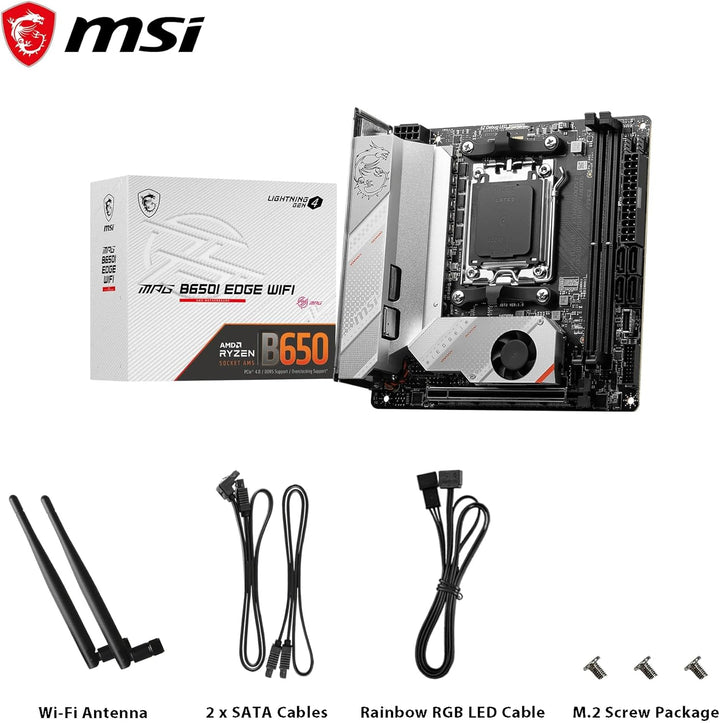 MSI MPG B650I Edge WiFi Mainboard, Mini-ITX - Unterstützt AMD Ryzen 7000 Serie Prozessoren, AM5-8 Ph
