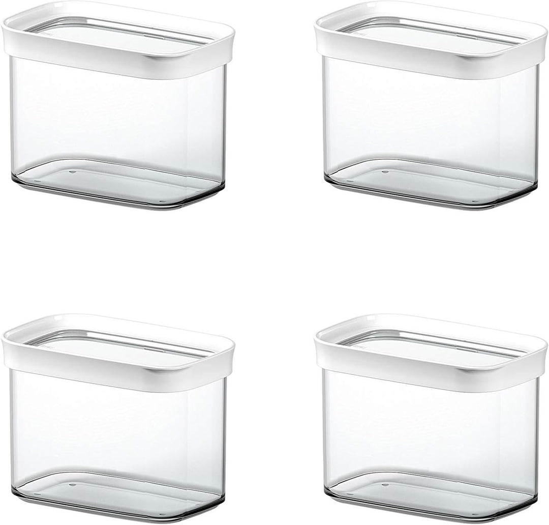 Emsa 513557 'Optima' Trockenvorratsdose, 1l, transparent/weiss (4er Pack)