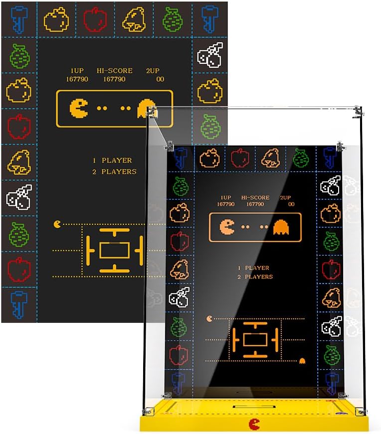 cooldac Acryl Vitrine Box für Lego-10323 Icons PAC-Man Spielautomat Bausteine Modell, staubdicht Tra