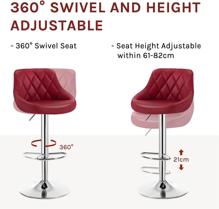 WOLTU 1er Barhocker Barstuhl, leichte reinige Kunstleder, Gute gepolsterte Sitzfläche, Höhenverstell