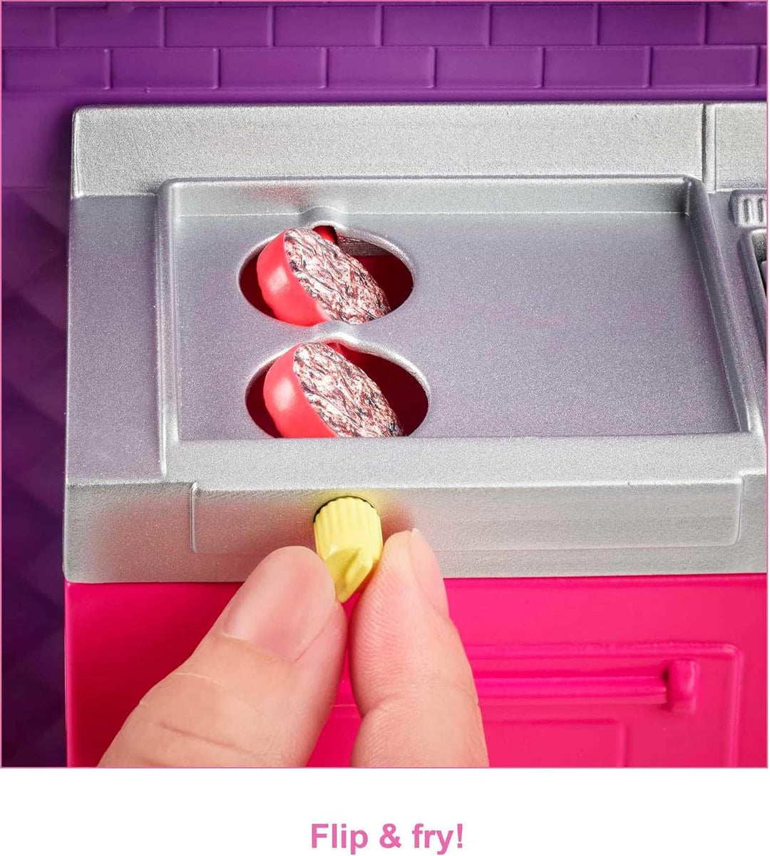 Barbie Fresh 'n' Fun Food Truck, lila Barbie Food Truck mit 30+ Barbie Zubehörteilen, ohne Barbie Pu