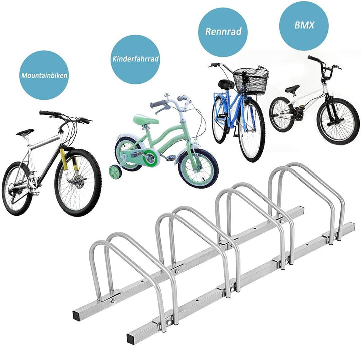 COSTWAY Fahrradständer Standparker Bodenständer Aufstellständer mit 4 Fahrrad Stellplätze, Mehrfachs