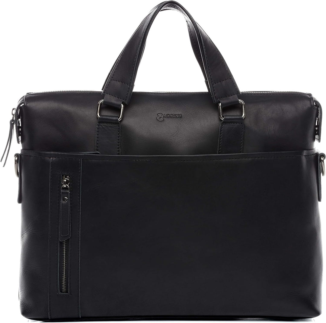 BACCINI Laptoptasche 15 Zoll echt Leder LEANDRO abnehmbarer Schultergurt mit Laptop-Hülle Schwarz, S