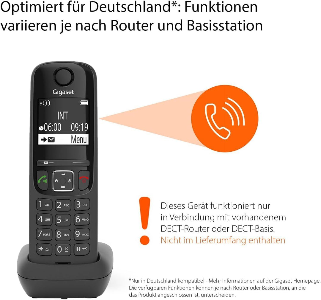 Gigaset AS690HX - DECT-Mobilteil mit Ladeschale – hochwertiges Schnurloses Telefon für Router und DE