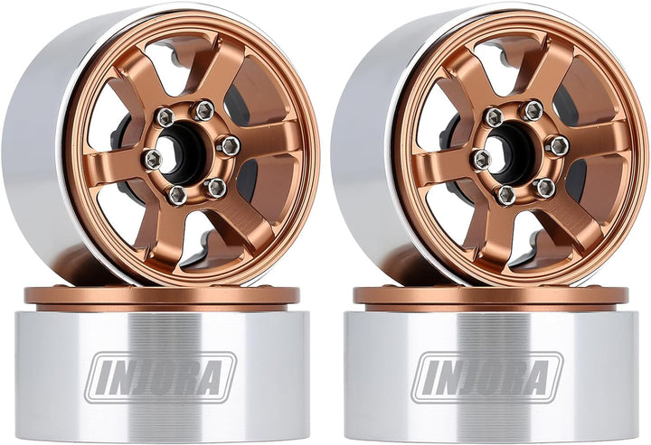 INJORA Crawler Felgen 1,9inch Beadlock Felgen 6-Spokes Räder für 1:10 RC Crawler Axial SCX10 Pro VS4