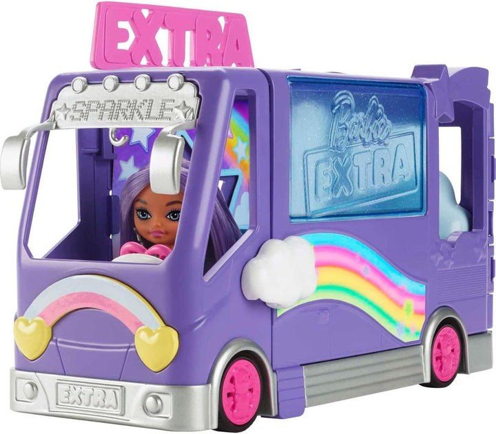 Barbie Extra Mini Minis, Extra Mini Minis Barbie Puppe mit Extra Sparkle Tour Bus Van, inkl. Barbie