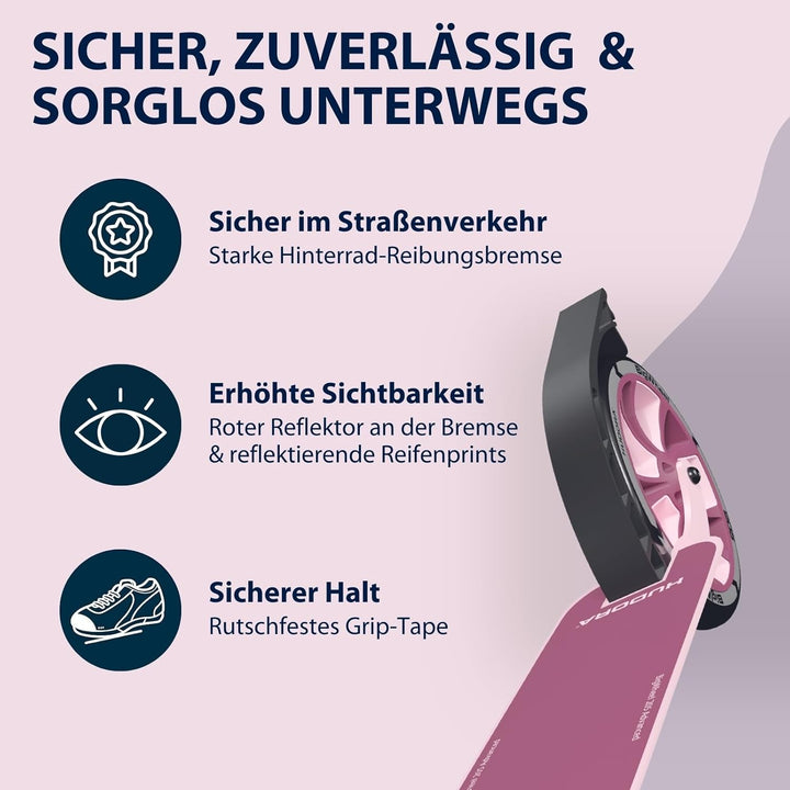 HUDORA BigWheel® 205 Advanced Scooter - Komfortabler Aluminium-Roller für bis zu 100kg - Höhenverste