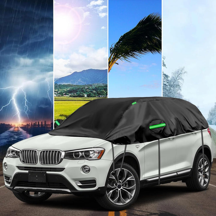 Opaltool Auto Schwarzes Halbgarage für BMW X3 2003-2024, SWB 300D Soft Windschutzscheibe Abdeckung H