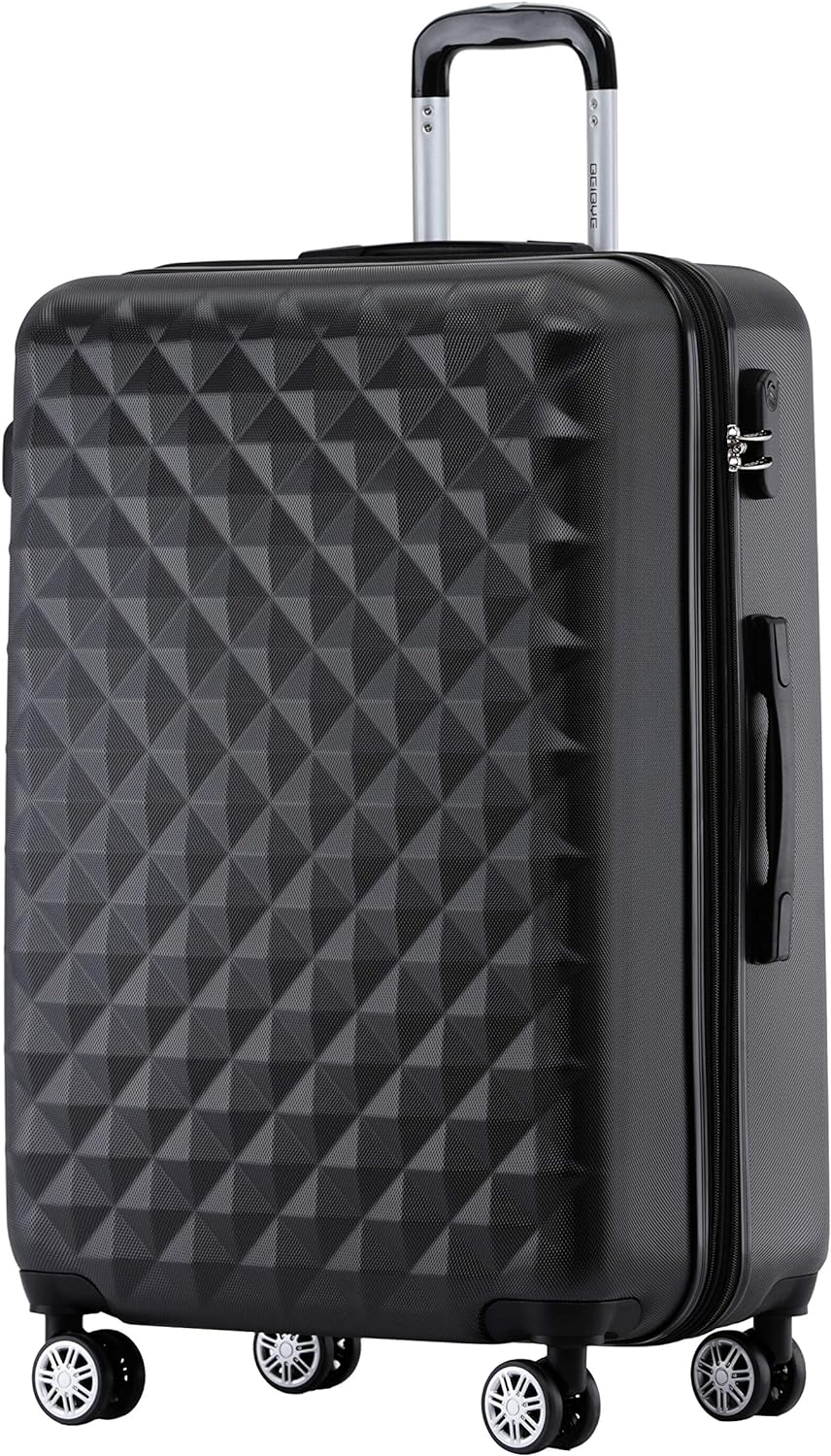 BEIBYE Zwillingsrollen 2066 Hartschale Trolley Koffer Reisekoffer Gepäck M-L-XL-Set (Schwarz, XL) Sc