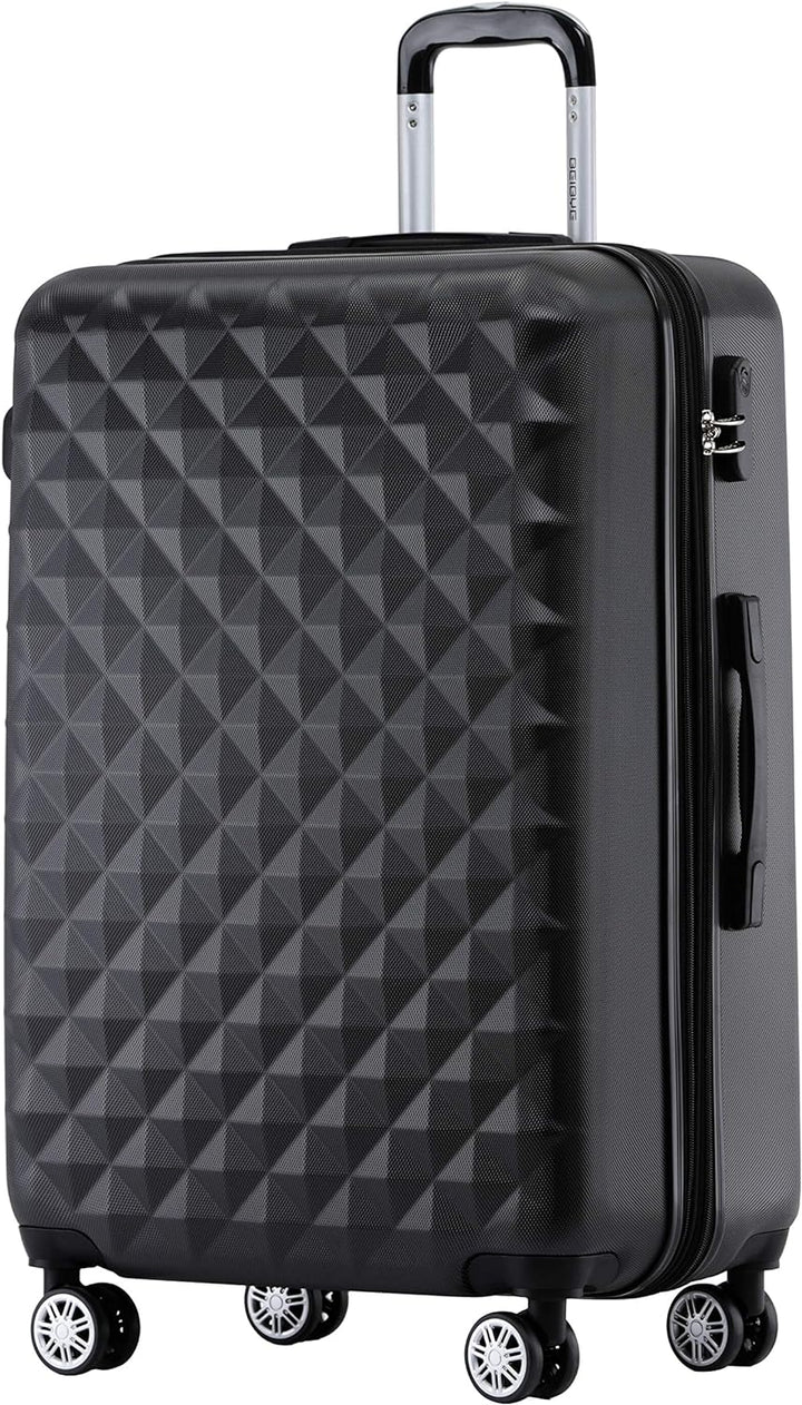 BEIBYE Zwillingsrollen 2066 Hartschale Trolley Koffer Reisekoffer Gepäck M-L-XL-Set (Schwarz, XL) Sc