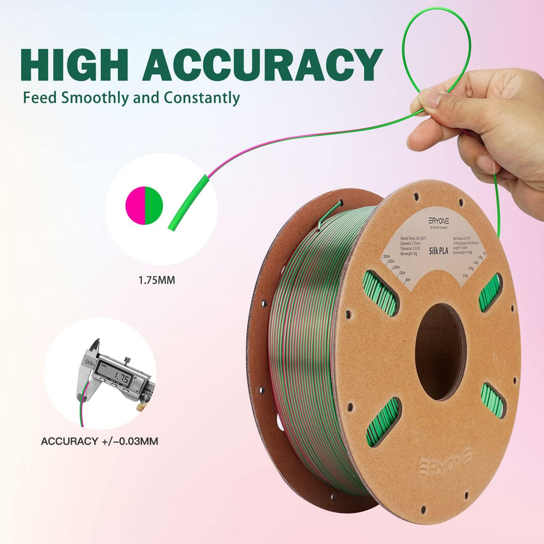 ERYONE Dual Zweifarbig PLA Filament 1.75mm, 3D Drucker Filament 1kg Spule +/- 0,02 mm, Rote und Grün