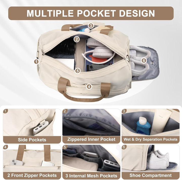 HYC00 Sport Duffel Bag Damen Sporttasche mit Schuhfach Reisetasche Damen Weekender Travel Bag Handge