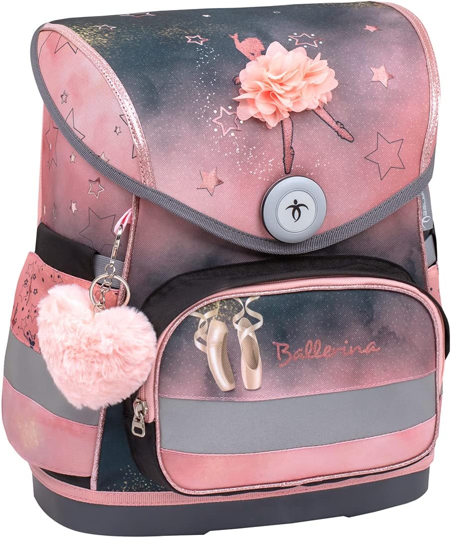 Belmil ergonomischer Schulranzen Set 4 -teilig für Mädchen 1-4 Klasse Grundschule/ Brustgurt / Magne