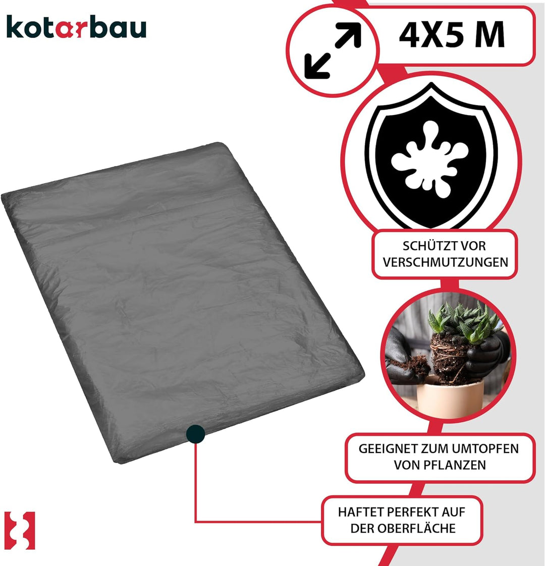 KOTARBAU® 50er Set Abdeckfolie 4x5m Stark Staubschutzfolie Plastikplane Baufolie Allzweck-Folie Male