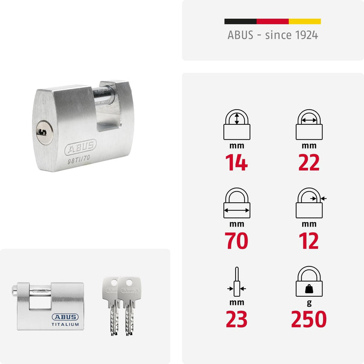 ABUS Titalium-Vorhangschloss 98TI/70, 70746, 98TI/70