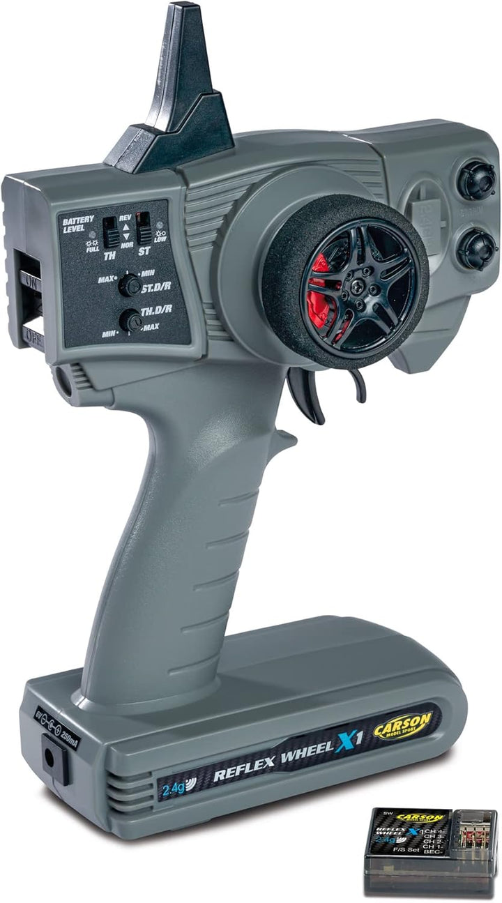 Carson 500500105 Reflex Wheel X1 2.4G grau - KIT kompatibel, Modellbau, Zubehör, Empfänger, RC Funke