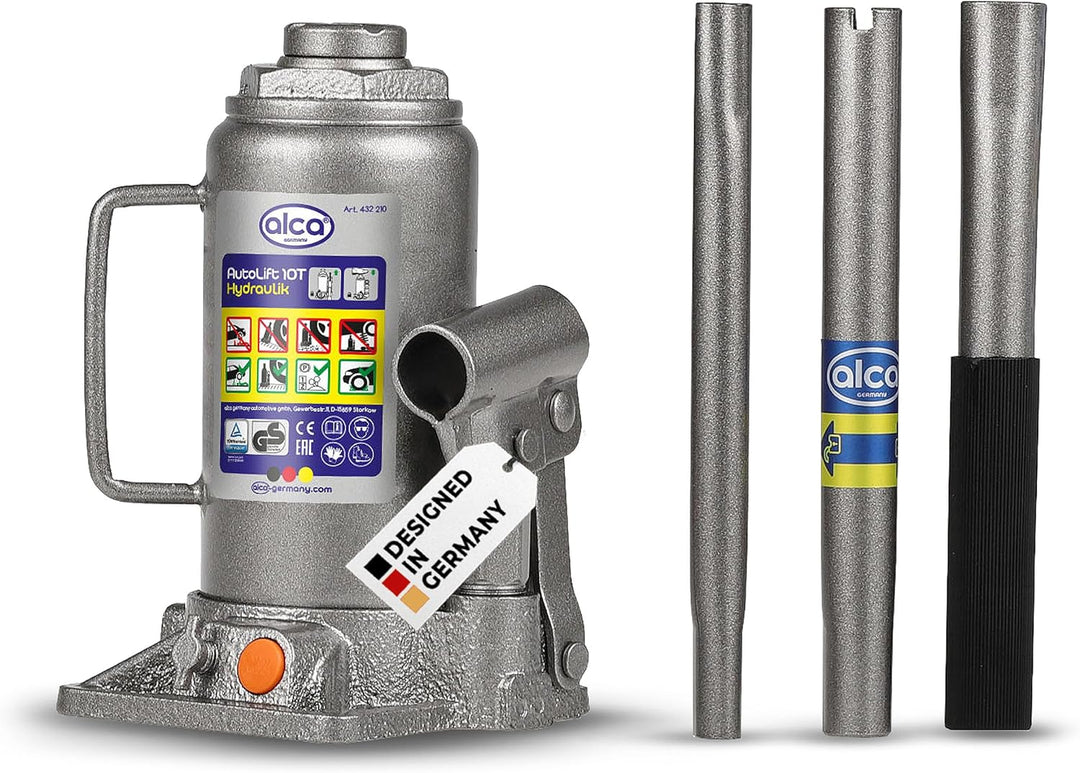 alca® Wagenheber Unterstellheber hydraulischer 10t Stempel-Wagenheber für LKW/PKW Hubhöhe 20,5-39cm