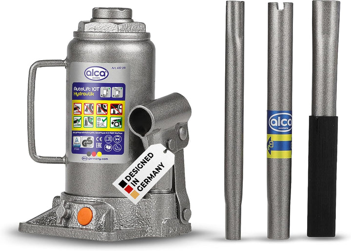 alca® Wagenheber Unterstellheber hydraulischer 10t Stempel-Wagenheber für LKW/PKW Hubhöhe 20,5-39cm