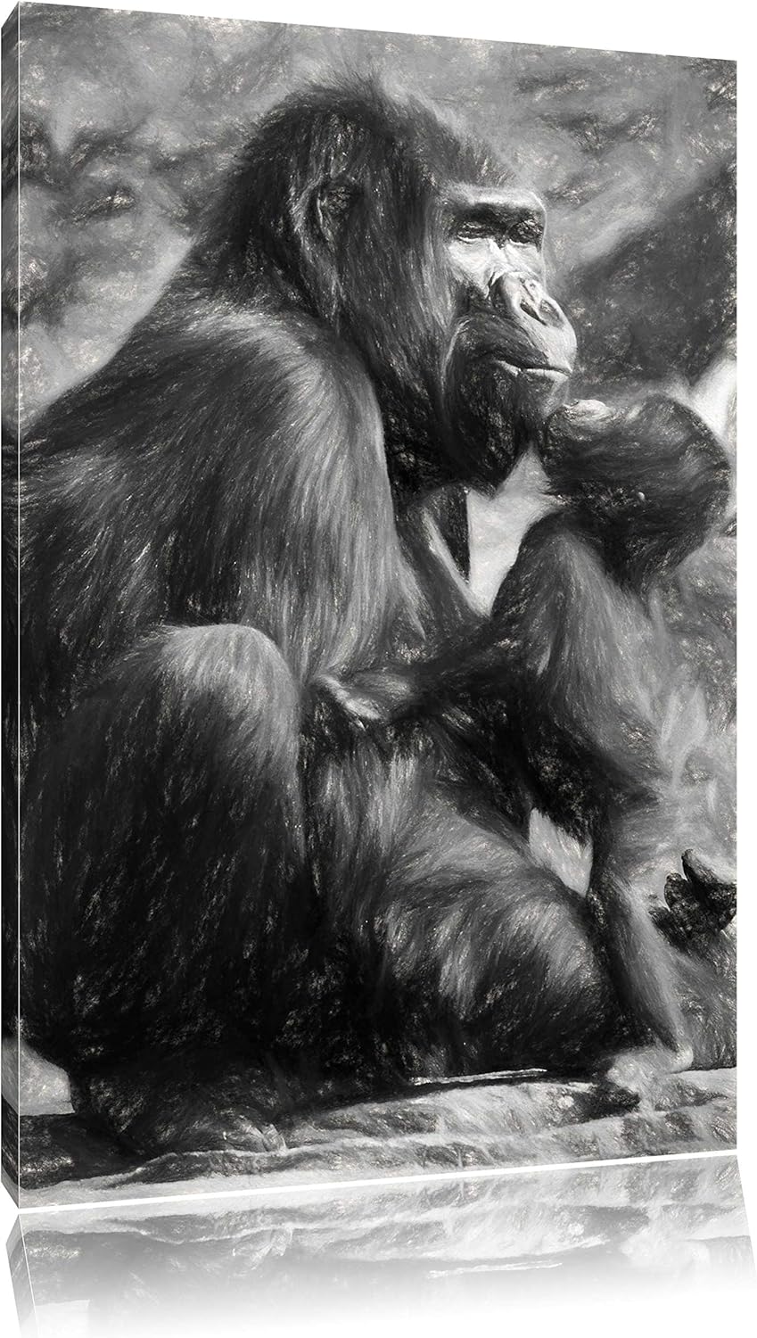 Gorilla-Baby küsst seine Mutter NewArt Format: 100x70 cm auf Leinwand, XXL riesige Bilder fertig ger