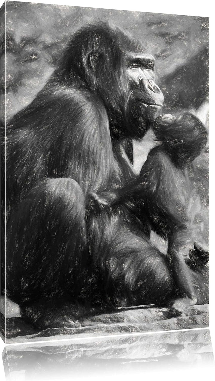 Gorilla-Baby küsst seine Mutter NewArt Format: 100x70 cm auf Leinwand, XXL riesige Bilder fertig ger