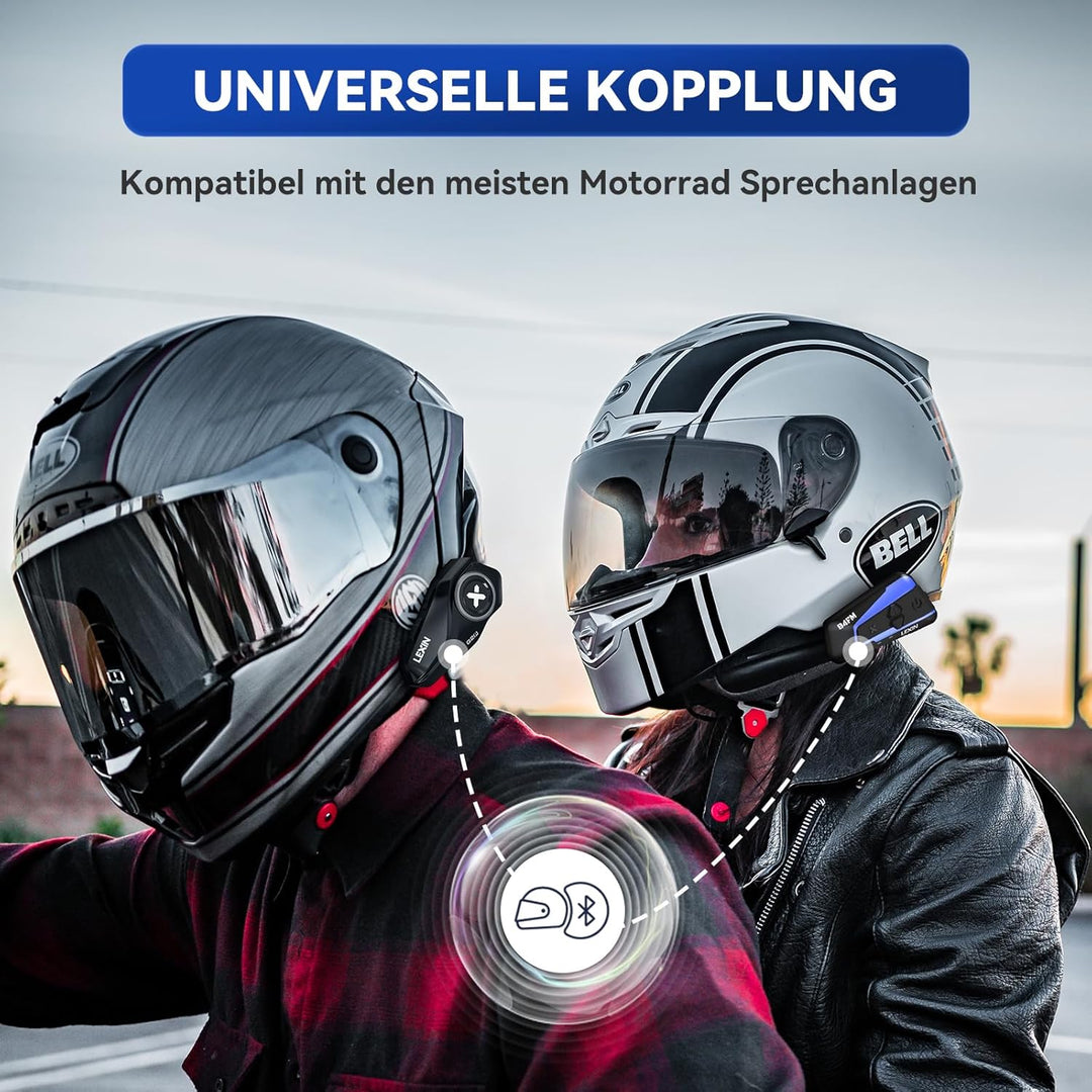 LEXIN G2 2X Motorrad Bluetooth Headset, Helm Kommunikationssystem für 2 bis zu 6 Personen in Reichwe