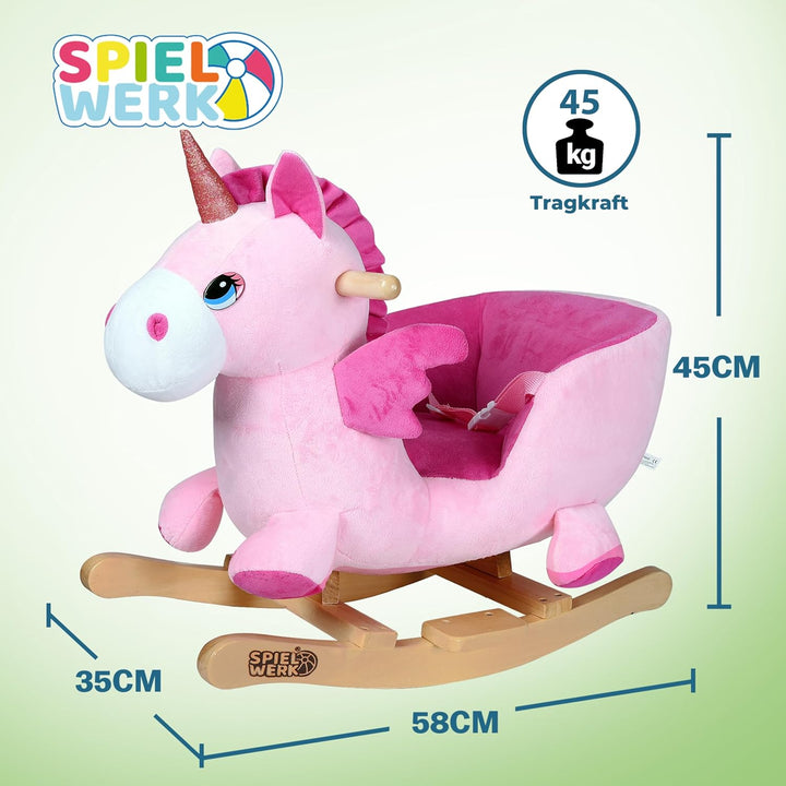 Deuba® Schaukeleinhorn Schaukeltier Plüsch Schaukel Wippe Pferd Einhorn Kinder Baby Spielzeug Sound-