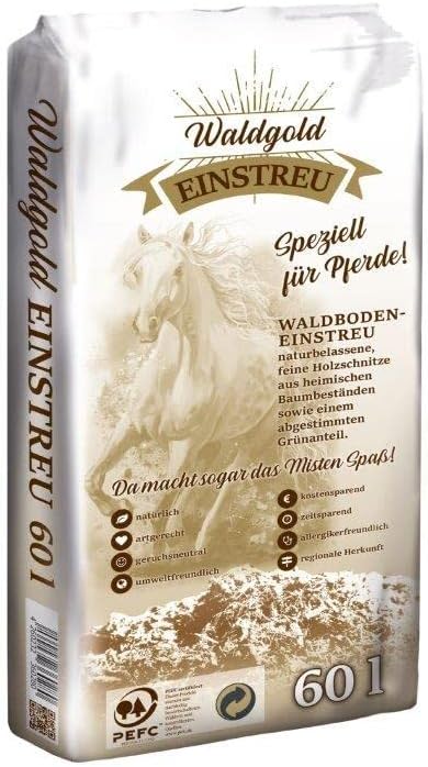 HORSEDREAM Waldgold | Waldboden-Einstreu | geruchsneutral | kostensparend | allergikerfreundlich (60