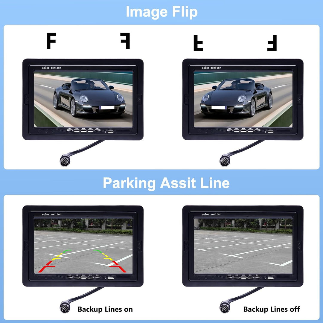 Camecho Dual Backup Kamera 4 Split Monitor hinten Kamera Auto 18 IR-Nachtsicht wasserdicht Aviation