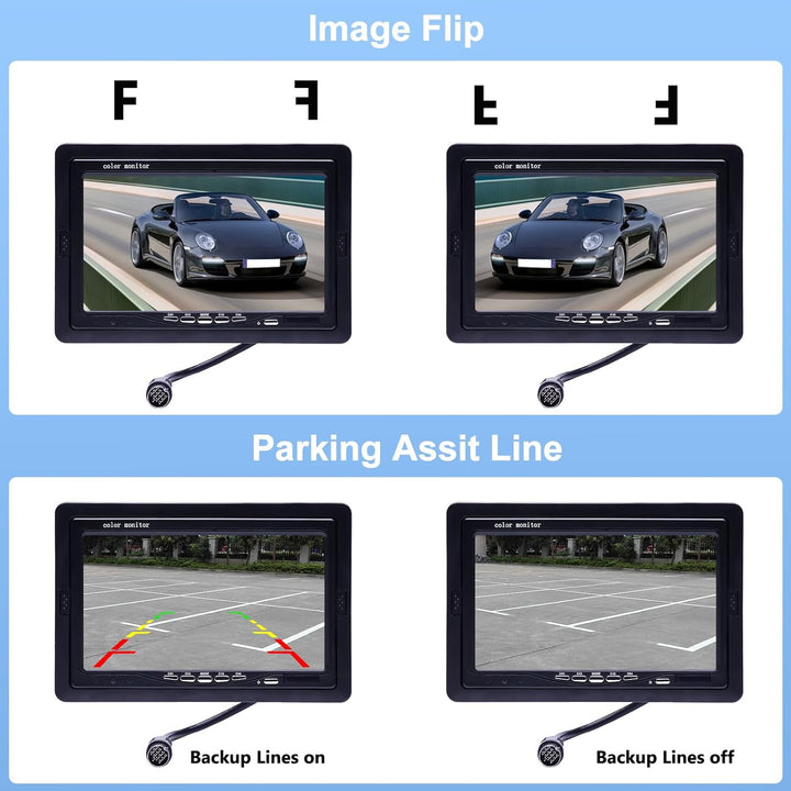 Camecho Dual Backup Kamera 4 Split Monitor hinten Kamera Auto 18 IR-Nachtsicht wasserdicht Aviation