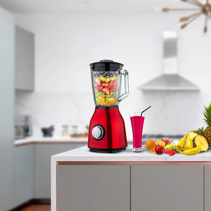 1400 Watt Standmixer mit Glasbehälter 1,5 Liter, BPA-frei, 6 Edelstahl-Klingen, Smoothie Maker, Blen