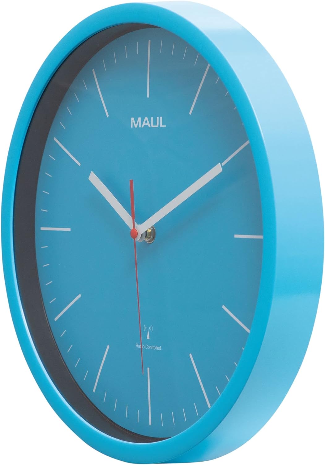 Maul Wanduhr MAULjump Ø 30,5 cm | stilvolle Funkuhr mit Mineralglas | automatische Zeiteinstellung |