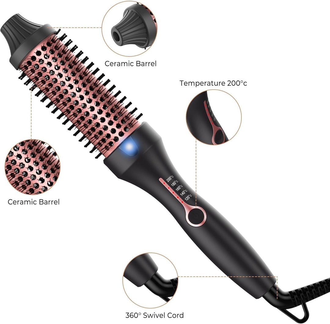 Thermal Brush Keratin Warmluftbürste Heat Brush 38Mm, Thermobürste Rundbürste, Hot Brush 120-200℃, D