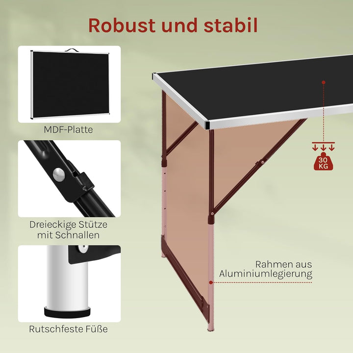 WOLTU® Campingtisch Klapptisch Gartentisch Arbeitstisch Balkontisch höhenverstellbar Aluminium Stahl