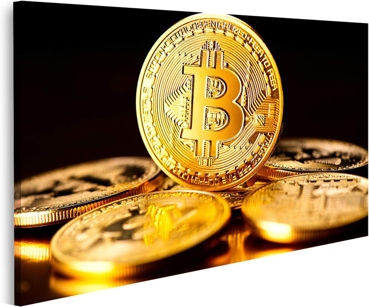 islandburner Bild auf Leinwand Bitcoin Krypto Währung Münze Schwarzer Hintergrund Bilder Wandbilder