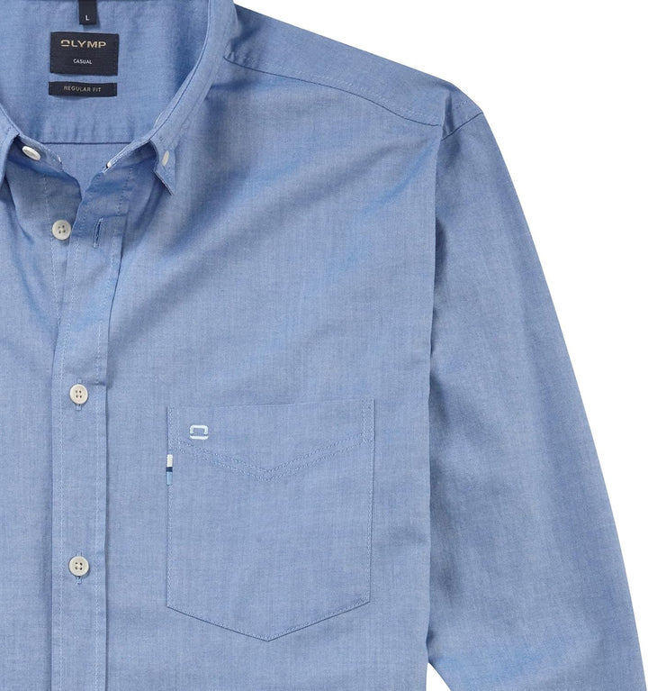 OLYMP Herren Freizeithemd Langarm Casual,Oxfort,Regular fit,Button-Down-Kragen,bleu 11,XXL
