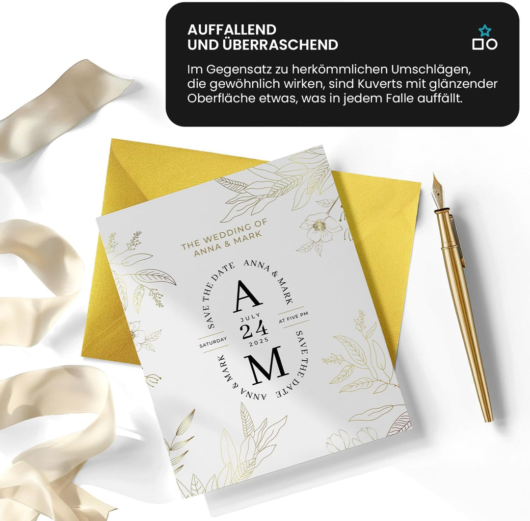 Netuno 100 Briefumschläge Perlmutt-Creme DIN lang 110x 220 mm 120g Aster Metallic Cream lange Perlmu